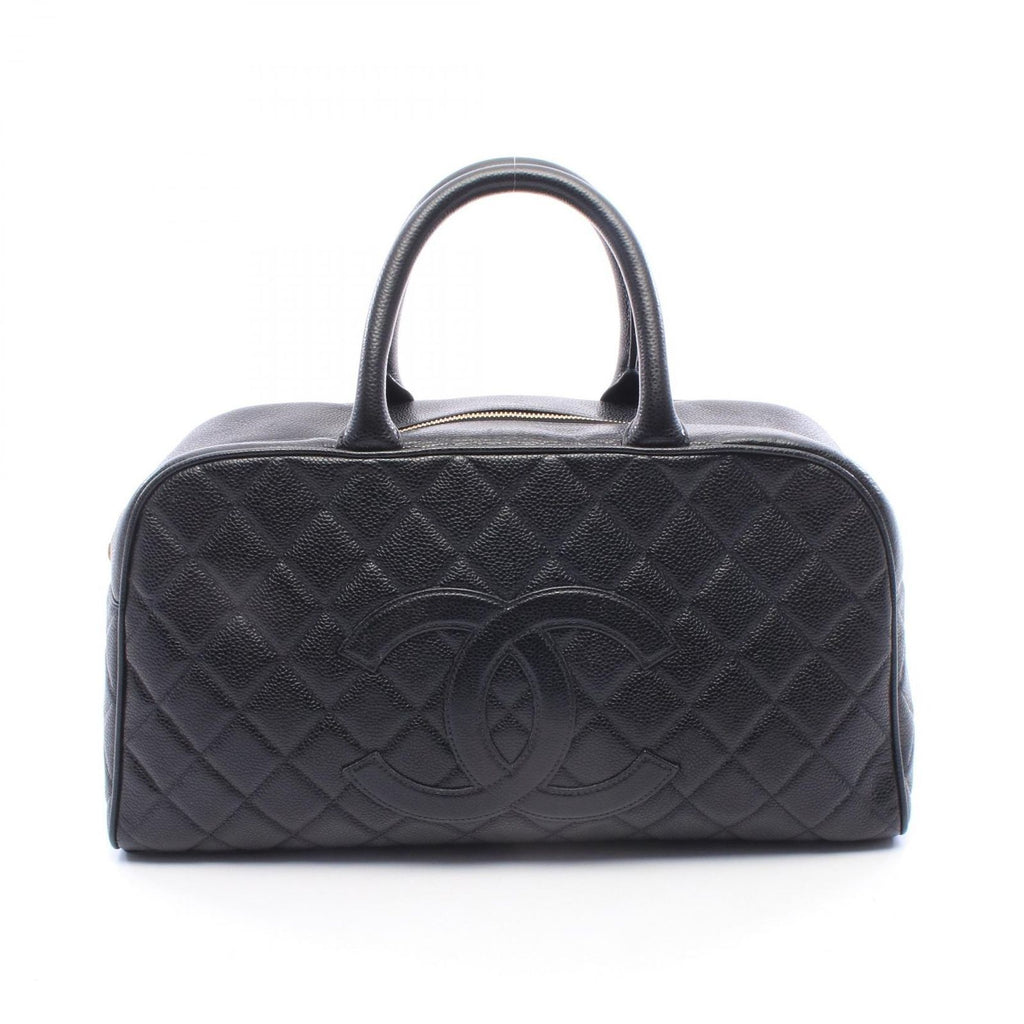 Chanel Quilted CC Logo Black Caviar Leather CC Boston Bag