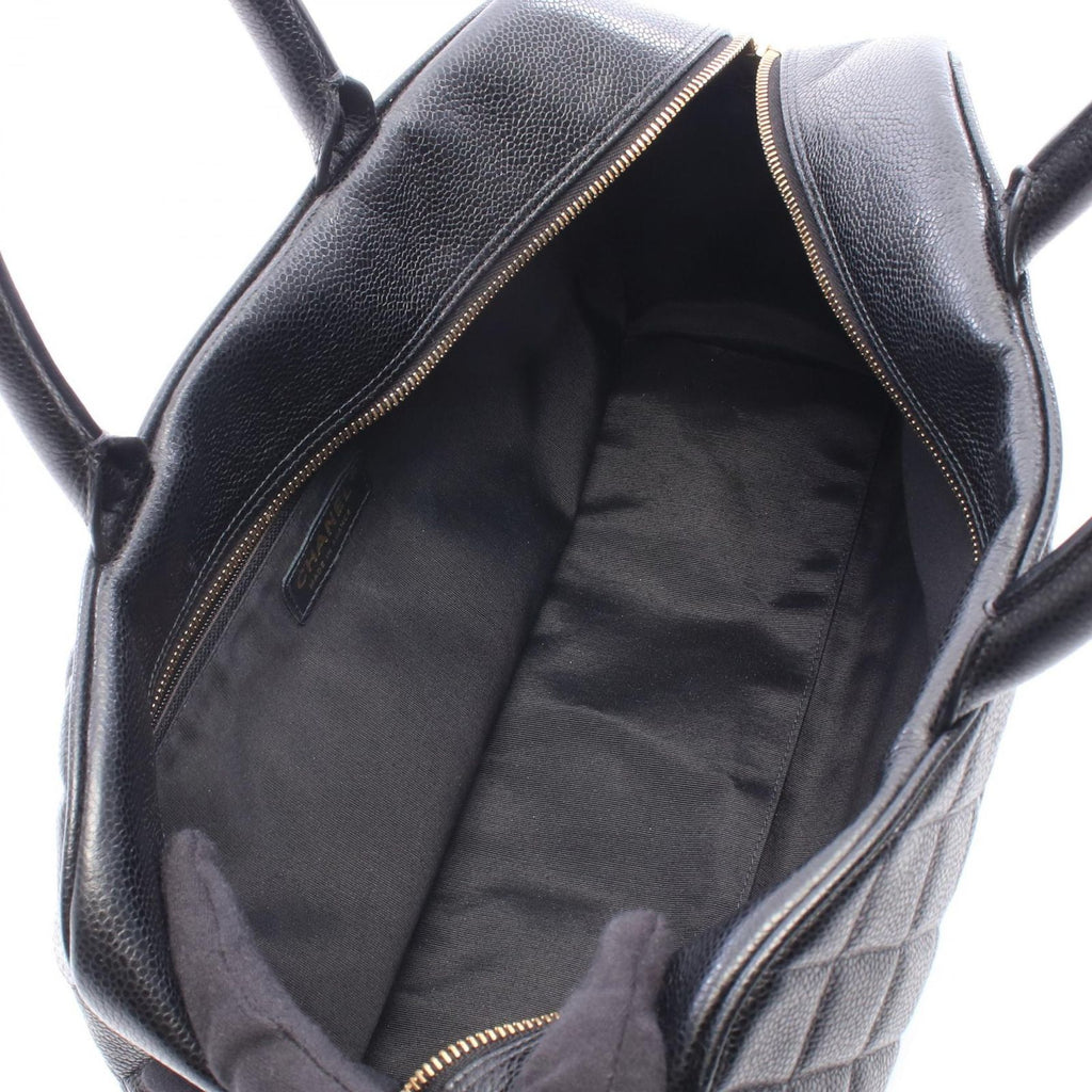 Chanel Quilted CC Logo Black Caviar Leather CC Boston Bag — view 3