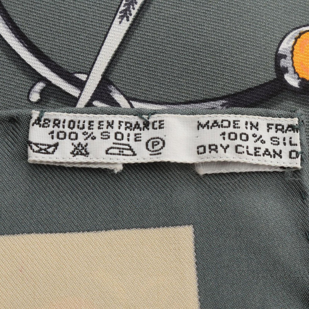 Hermes Scarf Carre 90 Parures Des Sables Gray Green Silk — view 3