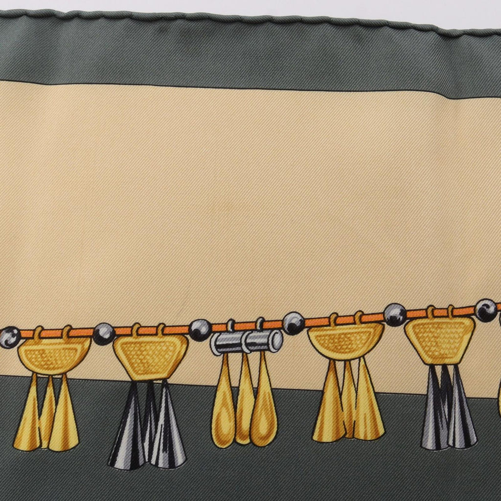 Hermes Scarf Carre 90 Parures Des Sables Gray Green Silk — view 7