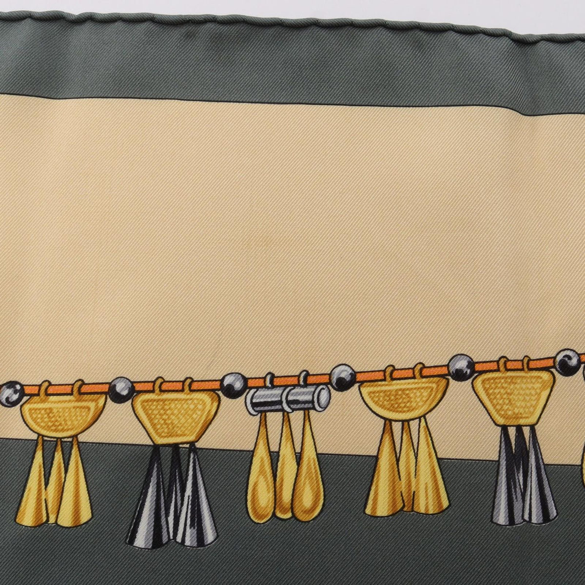 Hermes Scarf Carre 90 Parures Des Sables Gray Green Silk — view 7