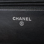 Chanel Shoulder Bag CC Logo Black Caviar Leather Quilted Chain Wallet — view 4