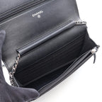Chanel Shoulder Bag CC Logo Black Caviar Leather Quilted Chain Wallet — view 3