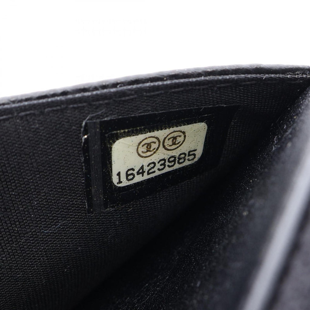 Chanel Shoulder Bag CC Logo Black Caviar Leather Quilted Chain Wallet — view 5