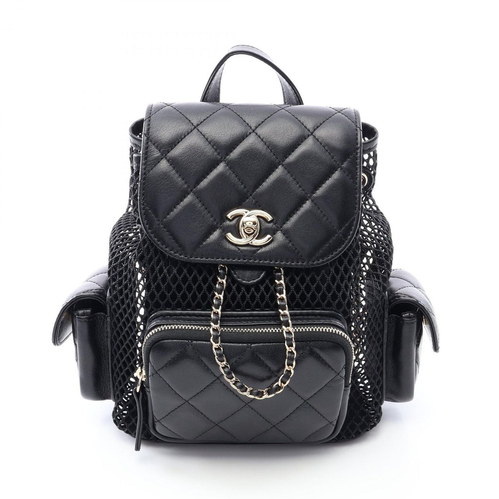 Chanel Backpack Quilted Small Chain Black Lambskin