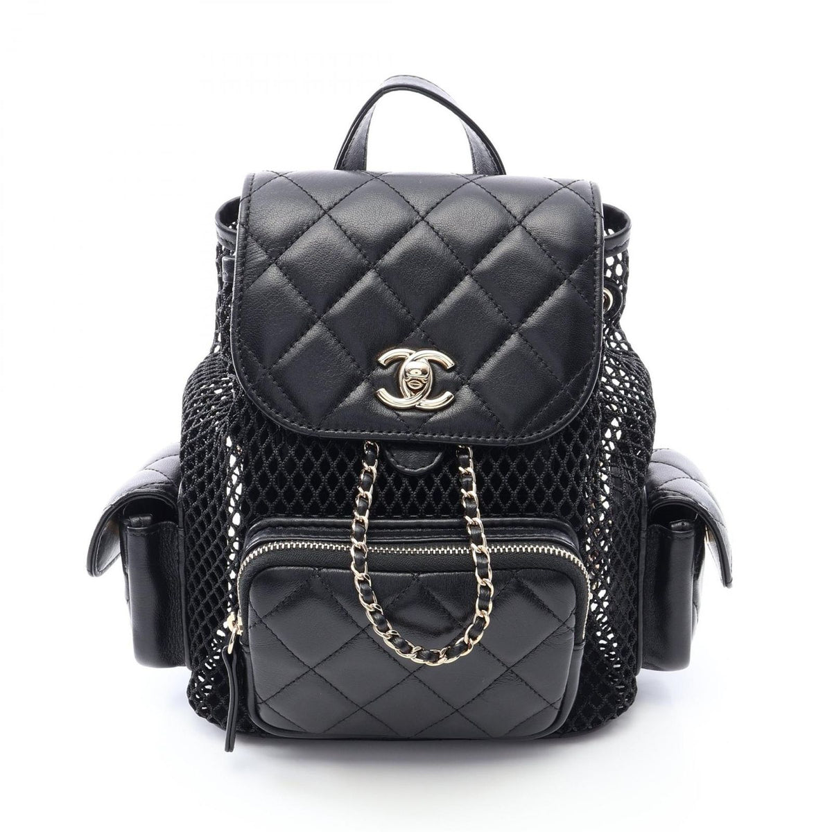 Chanel Backpack Quilted Small Chain Black Lambskin