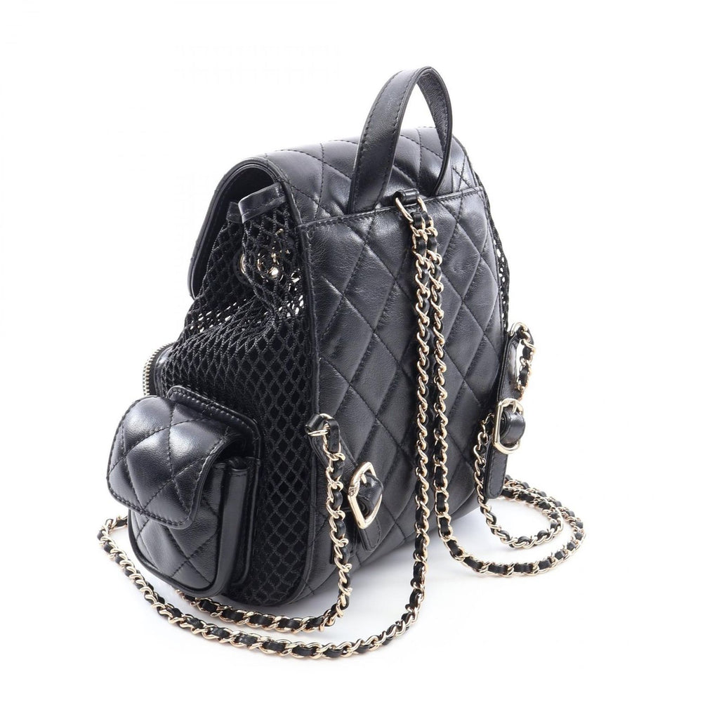 Chanel Backpack Quilted Small Chain Black Lambskin — view 2