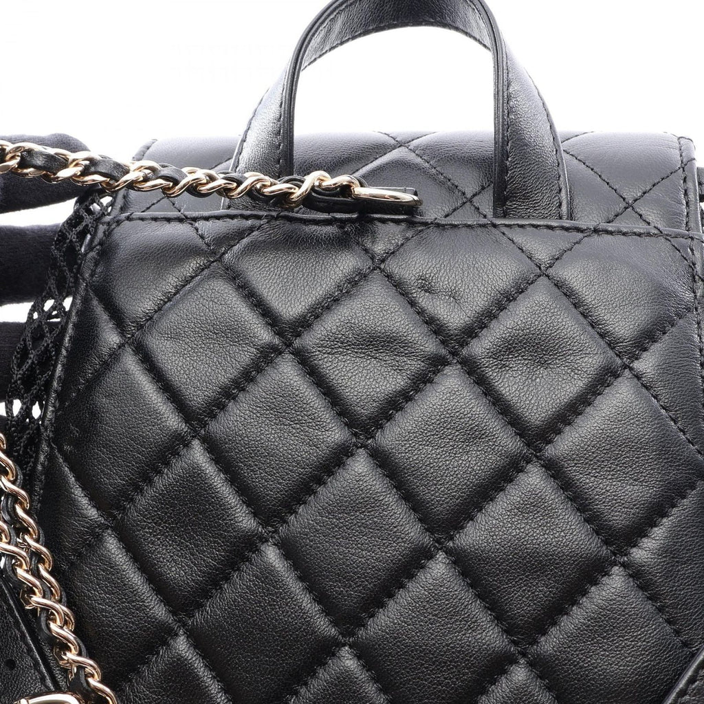 Chanel Backpack Quilted Small Chain Black Lambskin — view 6