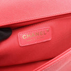Chanel Shoulder Bag Boy Magenta Caviar Leather Boy Chain — view 4