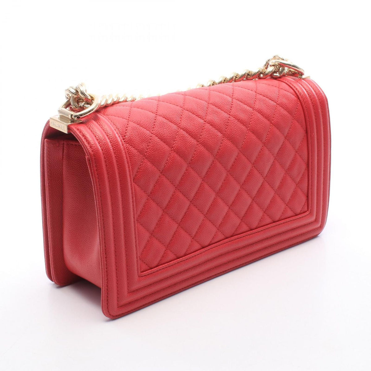 Chanel Shoulder Bag Boy Magenta Caviar Leather Boy Chain — view 2
