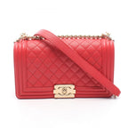 Chanel Shoulder Bag Boy Magenta Caviar Leather Boy Chain
