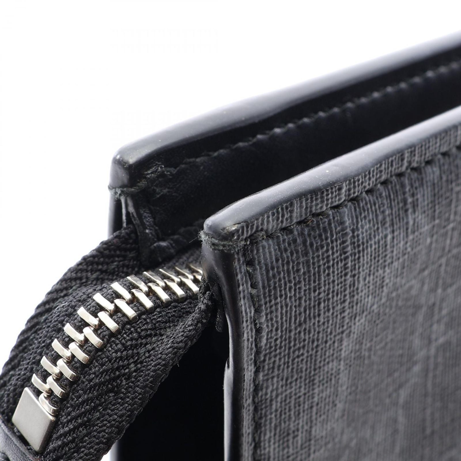 Gucci Clutch GG Supreme Webbing Line Black Gray Navy Canvas Leather Sherry — view 7