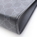 Gucci Clutch GG Supreme Webbing Line Black Gray Navy Canvas Leather Sherry — view 6