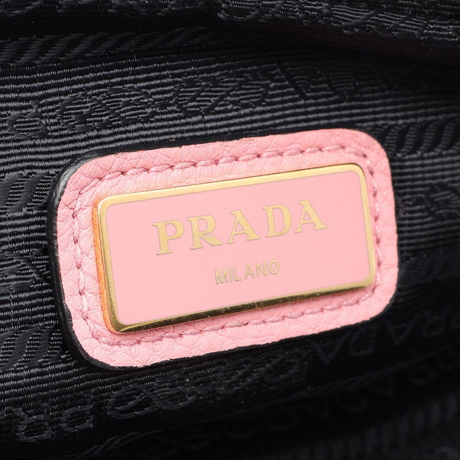 Prada Shoulder Bag Pink Leather Metal Logo — view 4