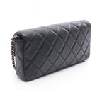 Chanel Shoulder Bag Quilted Clutch Black Lambskin Coco Pearl Chain — view 2