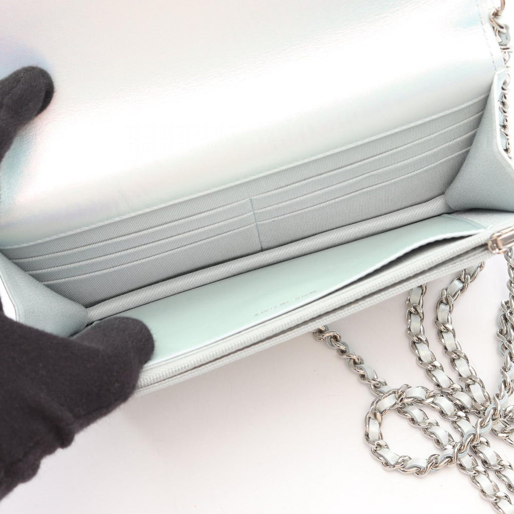 Chanel Shoulder Bag Quilted Pearl White Lambskin Chain Wallet — view 3