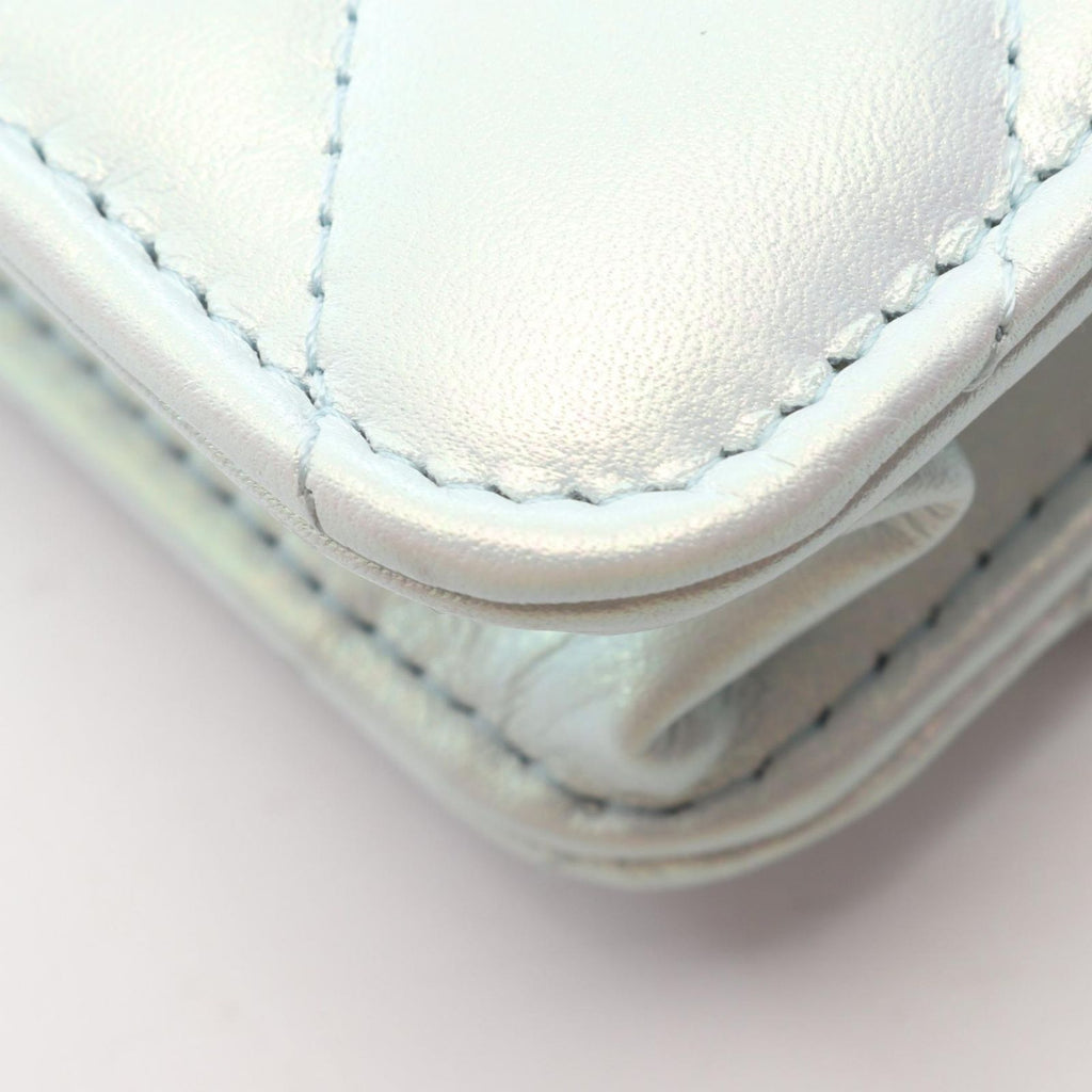 Chanel Shoulder Bag Quilted Pearl White Lambskin Chain Wallet — view 8