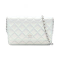 Chanel Shoulder Bag Quilted Pearl White Lambskin Chain Wallet