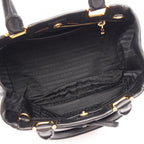 Prada Handbag Ribbon Black Leather Metal Logo Motif 2-Way — view 3