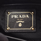 Prada Handbag Ribbon Black Leather Metal Logo Motif 2-Way — view 4