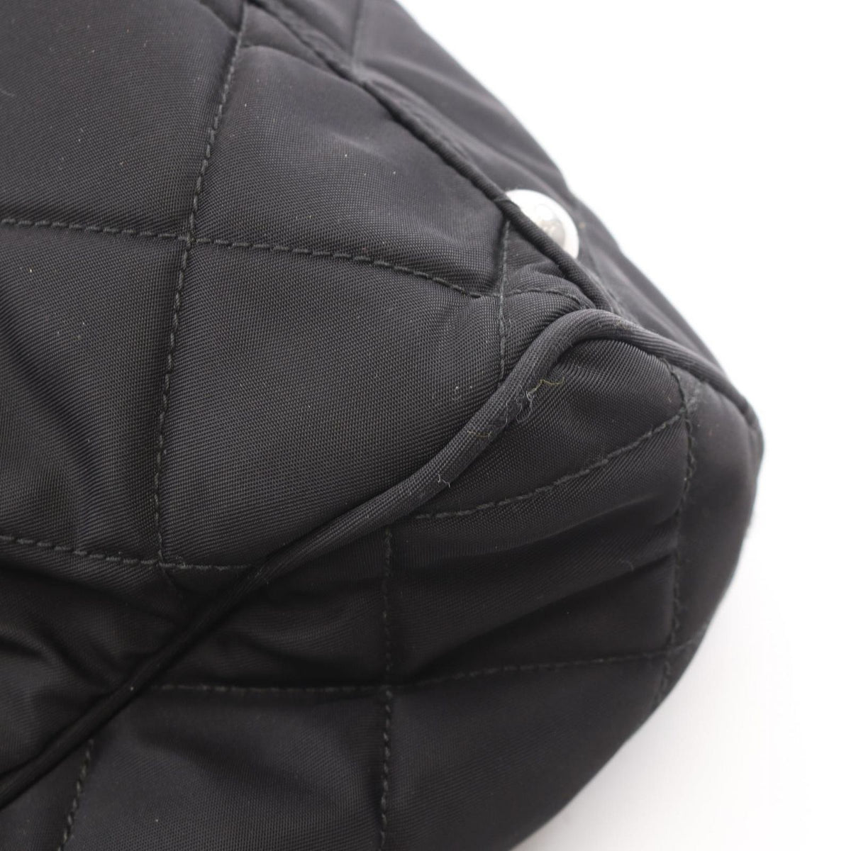 Prada Shoulder Bag Tessuto Impuntu Black Nylon Saffiano Leather Triangle Logo — view 7