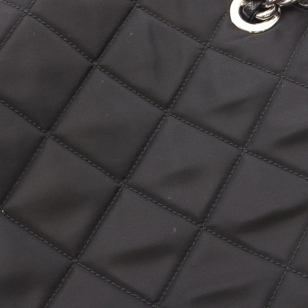 Prada Shoulder Bag Tessuto Impuntu Black Nylon Saffiano Leather Triangle Logo — view 5
