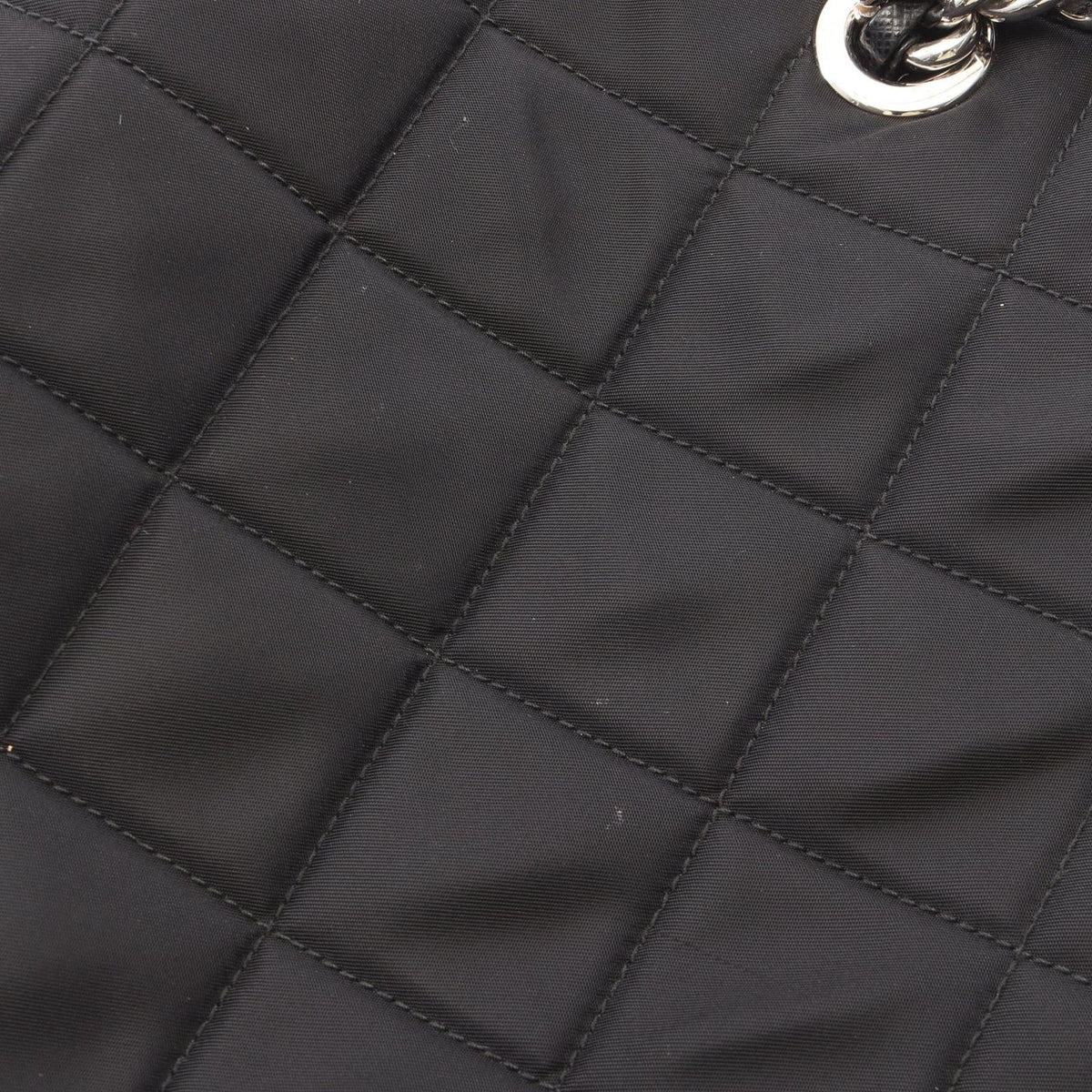 Prada Shoulder Bag Tessuto Impuntu Black Nylon Saffiano Leather Triangle Logo — view 5