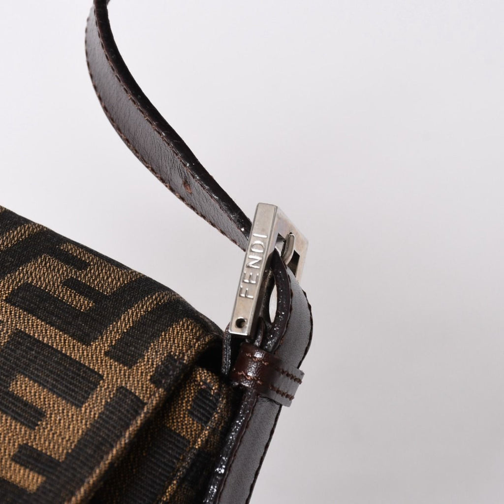Fendi Shoulder Bag Cross Mamma Baguette Zucca Pattern Brown Silver — view 6