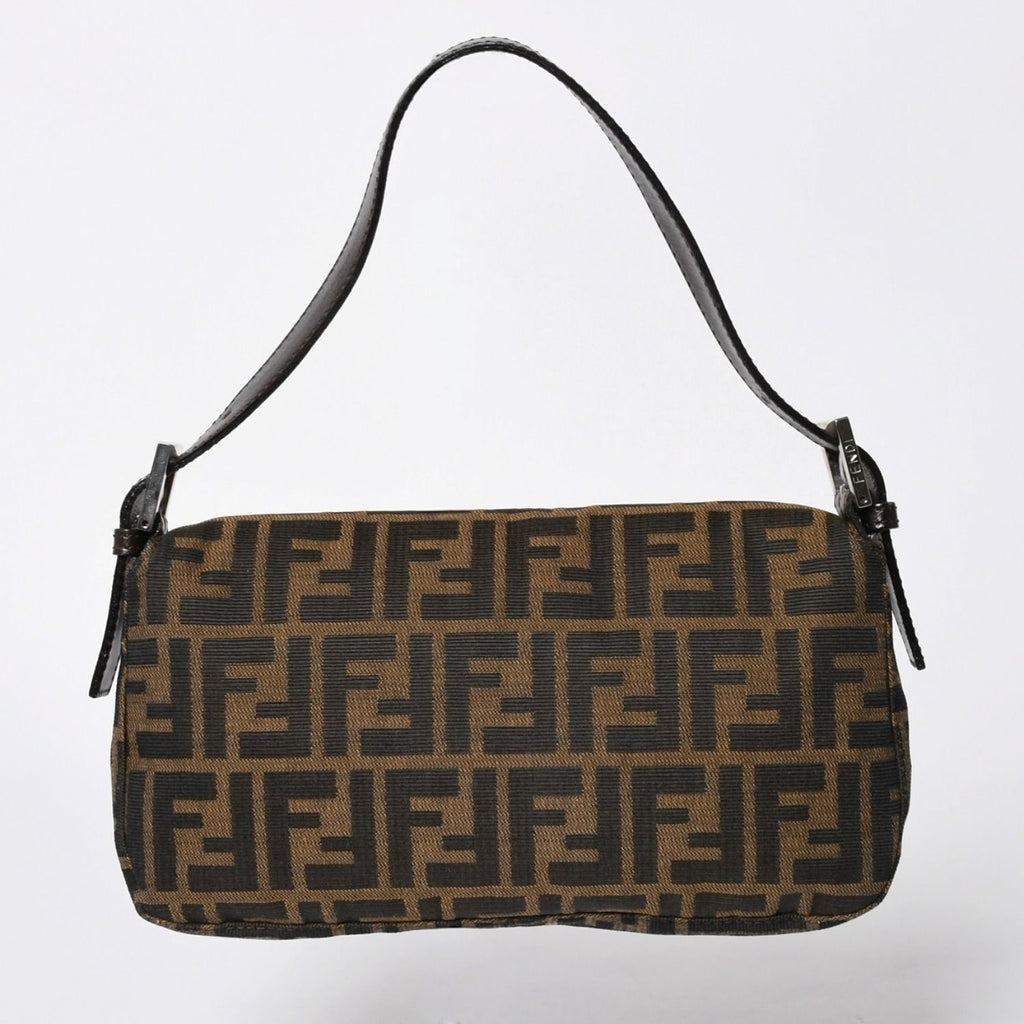 Fendi Shoulder Bag Cross Mamma Baguette Zucca Pattern Brown Silver — view 2