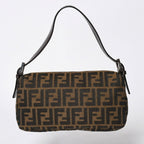 Fendi Shoulder Bag Cross Mamma Baguette Zucca Pattern Brown Silver — view 2