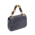 Chanel Shoulder Bag Quilted Black Leather Small Flap Chain — view 2