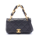 Chanel Shoulder Bag Quilted Black Leather Small Flap Chain