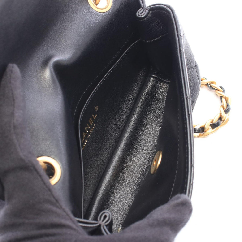 Chanel Shoulder Bag Quilted Black Leather Small Flap Chain — view 3