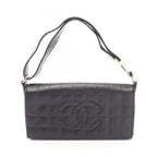 Chanel Shoulder Bag Choco Bar CC Logo Black Lambskin