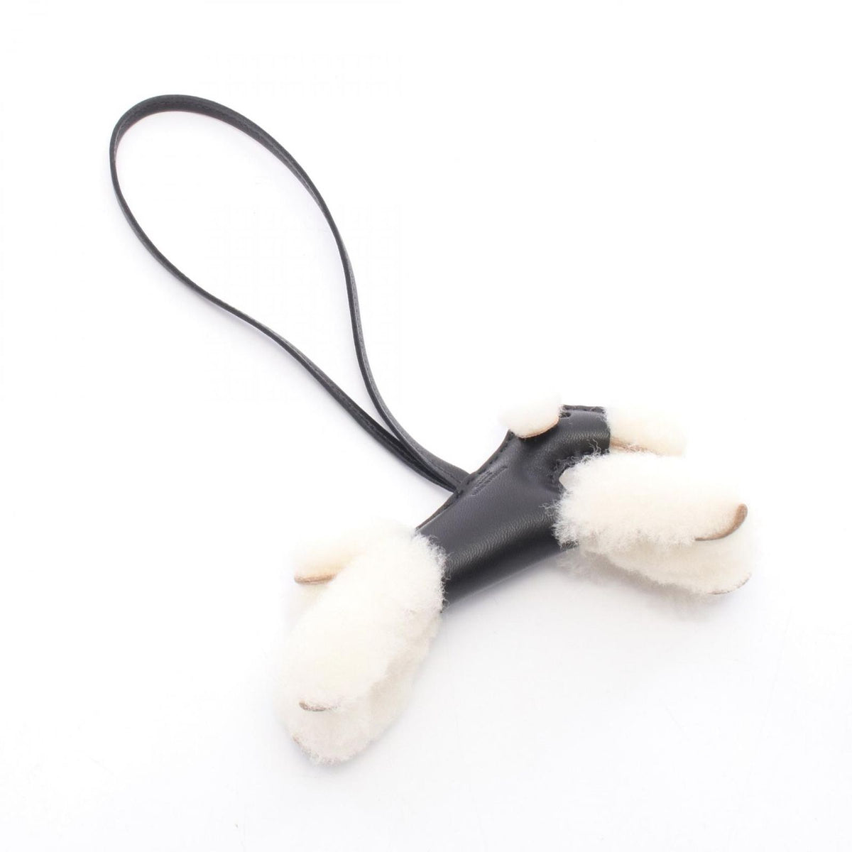 Hermes Charm Buddy Black Shearling Keychain — view 2