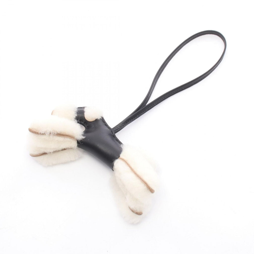 Hermes Charm Buddy Black Shearling Keychain