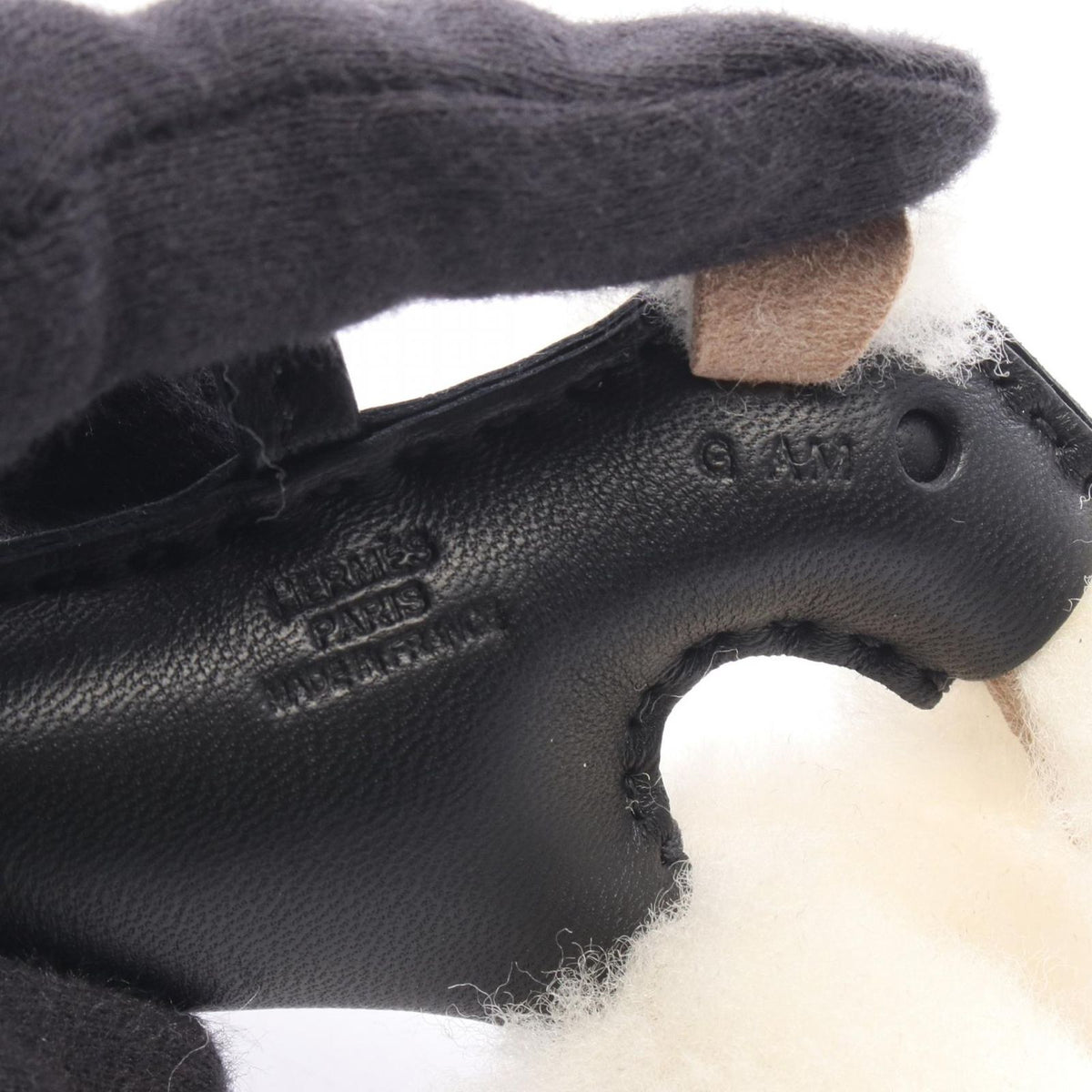 Hermes Charm Buddy Black Shearling Keychain — view 3