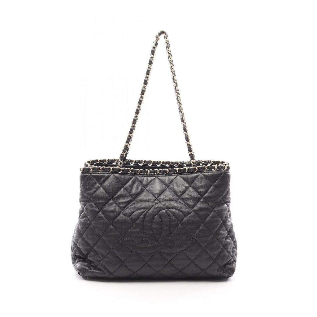 Chanel Tote Bag Quilted Black Leather