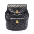 Chanel Backpack Quilted Turnlock Chain Black Lambskin Double
