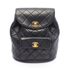 Chanel Backpack Quilted Turnlock Chain Black Lambskin Double