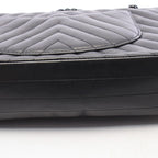 Chanel Shoulder Bag Chevron V-Stitch Double Flap Black Lambskin Chain — view 7