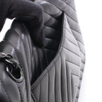 Chanel Shoulder Bag Chevron V-Stitch Double Flap Black Lambskin Chain — view 6