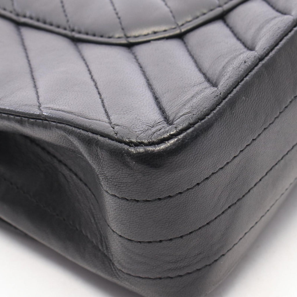 Chanel Shoulder Bag Chevron V-Stitch Double Flap Black Lambskin Chain — view 8