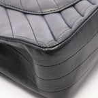 Chanel Shoulder Bag Chevron V-Stitch Double Flap Black Lambskin Chain — view 8