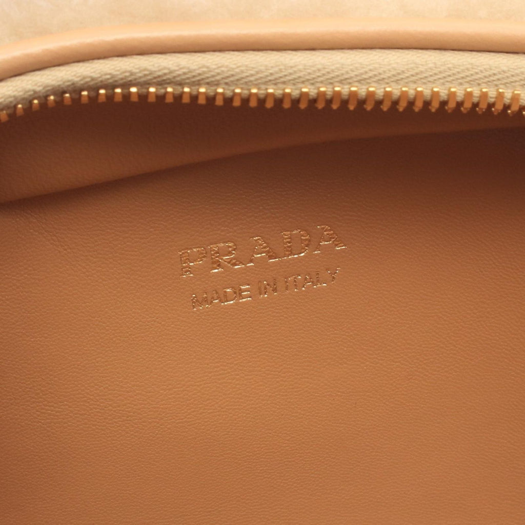 Prada Handbag Odette Shearling Mini Beige Leather Bag — view 4