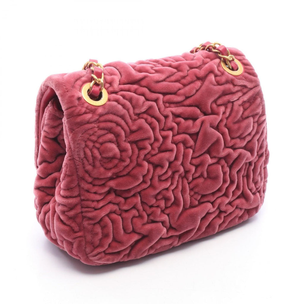 Chanel Shoulder Bag Camellia Mini Pink Purple Fabric Leather Chain — view 2