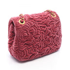 Chanel Shoulder Bag Camellia Mini Pink Purple Fabric Leather Chain — view 2