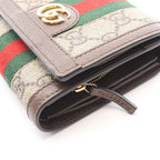 Gucci Bifold Wallet Ophidia GG Sherry Line Beige Brown Green Leather — view 7