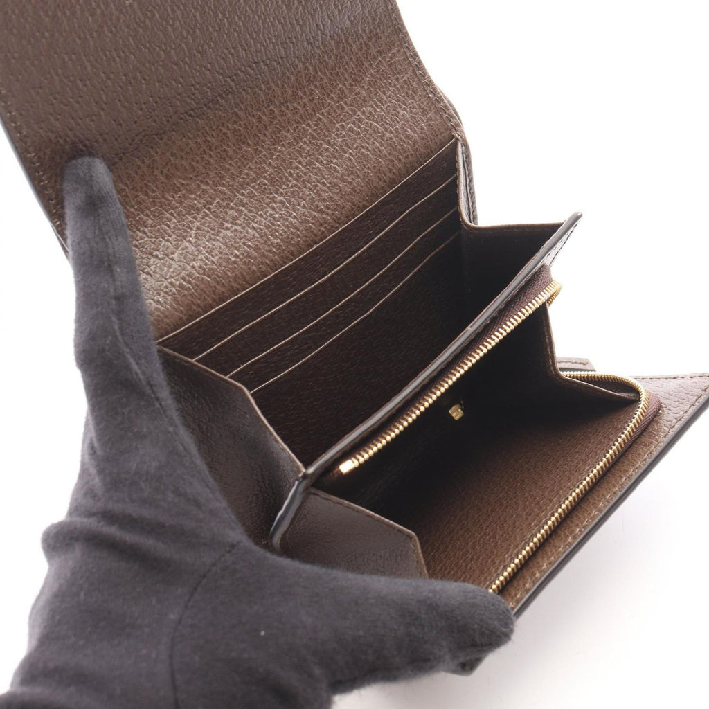Gucci Bifold Wallet Ophidia GG Sherry Line Beige Brown Green Leather — view 3