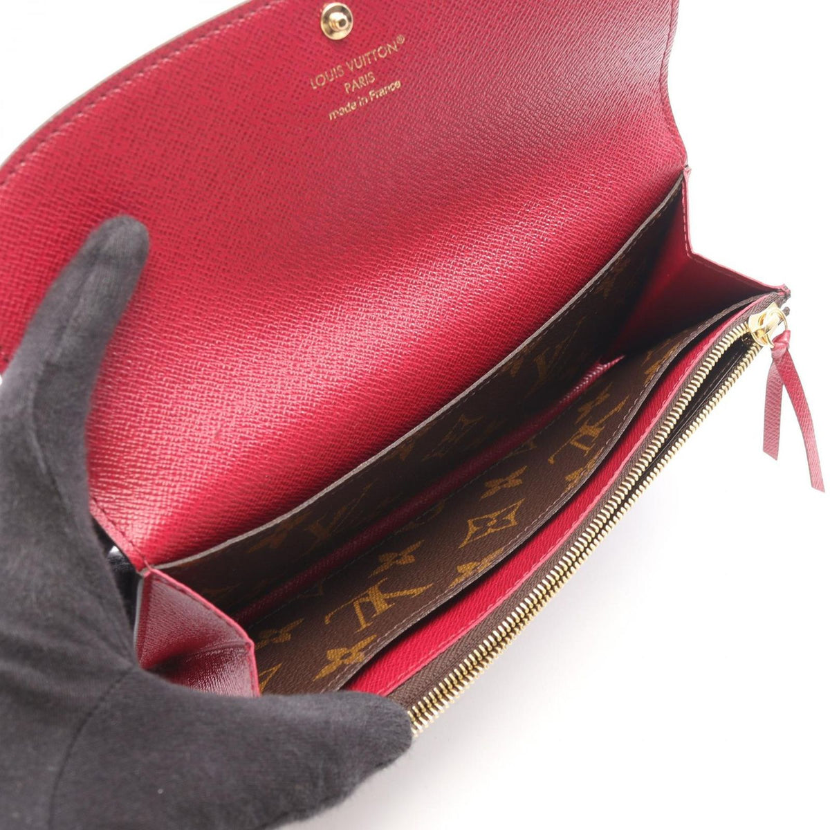 Louis Vuitton Bifold Wallet Portefeuille Emily Monogram Fuchsia Leather — view 3